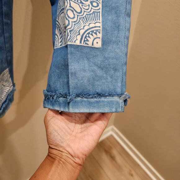 NWOT Beauty Blue Bohemian Drawstring Pants - Picture 2 of 5